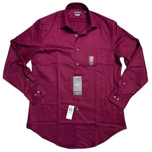 Van Heusen Men's Size 15.5 32/33  Dress Shirt Fitted Wrinkle Free Forest Berry